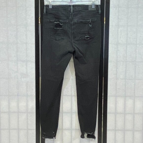 American Eagle Next Level Stretch Distress Destroyed Skinny Denim Jeans Black 8 - Picture 2 of 14